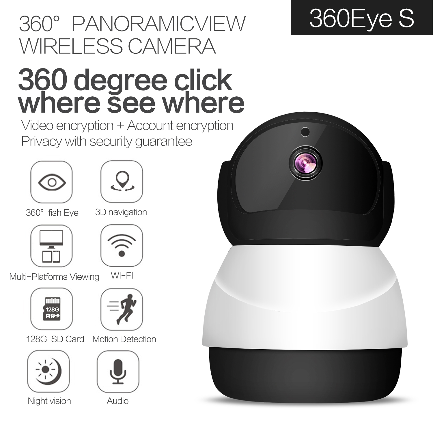 360eyes HD Snowman Wireless wifi network surveillance camera